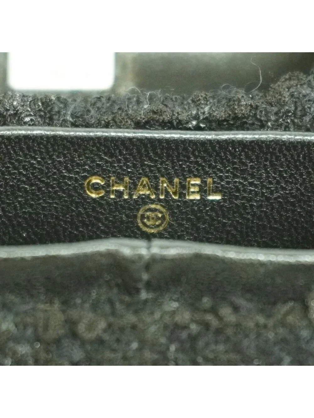 Chanel Airpods Case Tweed Black Champagne Gold Shoulder Bag